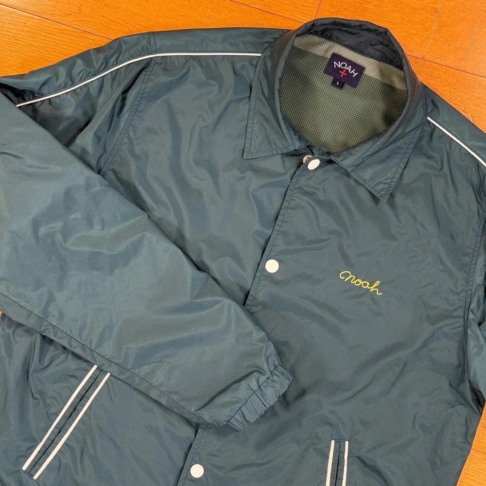 Noah Mens Large Teal Blue Nylon Mesh Lined Coaches Jacket